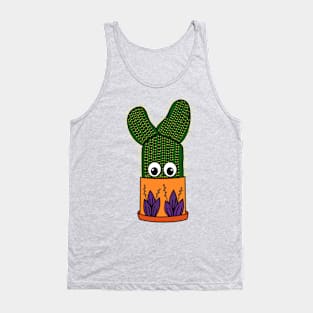 Cute Cactus Design #292: Potted Saguaro In Floral Pot Tank Top